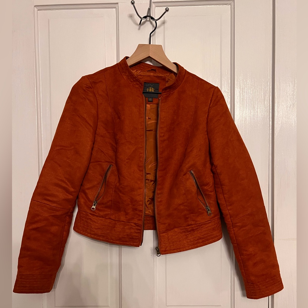 Rust Suede Full Zip Jacket